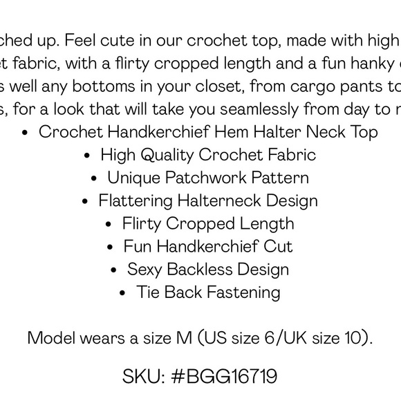 Nasty Gal Crochet Handkerchief Hem Halter Top - M - Picture 6 of 6
